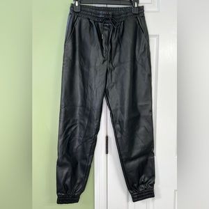 Faux Leather Black Jogger Pants- worn once!